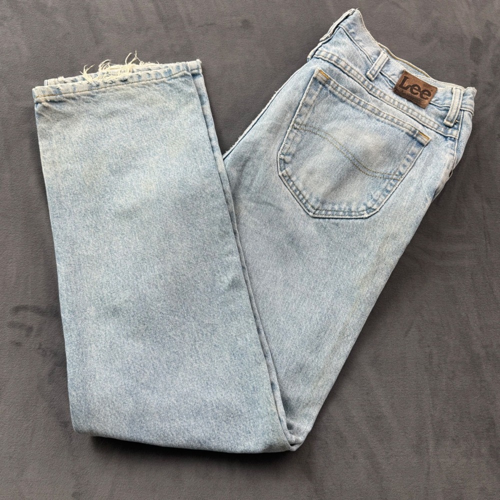 Vintage Lee Light Wash Straight Leg Denim Jeans 36x32 Distressed Paint Splatter